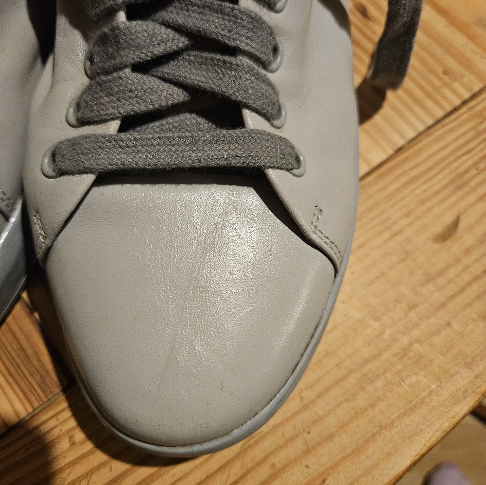 PRADA grey leather low sneakers - Picture 2 of 6
